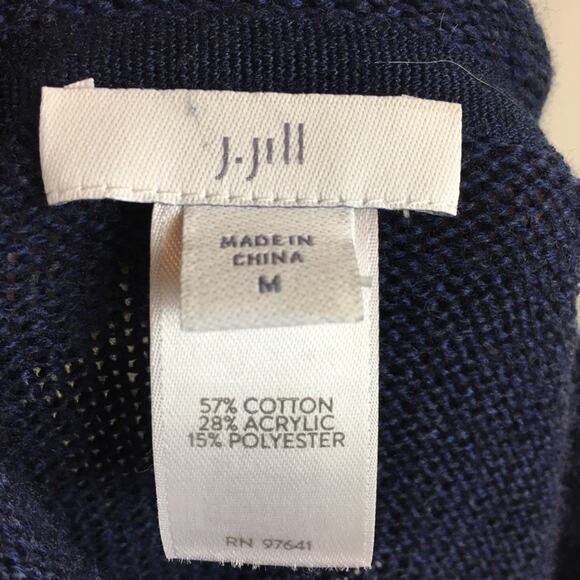 J Jill Navy Southwest Print Drop Sleeve Sweater Medium - Picture 7 of 8